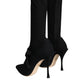 Dolce & Gabbana Black Stiletto Heels Mid Calf Boots Shoes