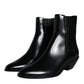 Dolce & Gabbana Black Leather Ankle Boots Booties Shoes