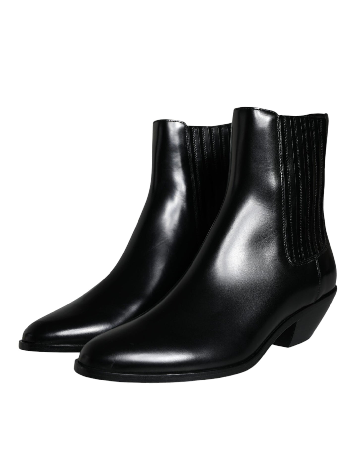 Dolce & Gabbana Black Leather Ankle Boots Booties Shoes