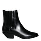 Dolce & Gabbana Black Leather Ankle Boots Booties Shoes