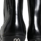 Dolce & Gabbana Black Leather Ankle Boots Booties Shoes