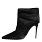 Dolce & Gabbana Black DG Logo Padded Heels Ankle Boots Shoes