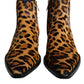 Dolce & Gabbana Brown Leopard Calf Fur Ankle Boots Shoes