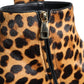 Dolce & Gabbana Brown Leopard Calf Fur Ankle Boots Shoes