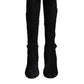 Dolce & Gabbana Black Suede Leather Logo Knee High Boots Shoes