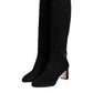 Dolce & Gabbana Black Suede Leather Logo Knee High Boots Shoes