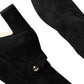 Dolce & Gabbana Black Suede Leather Logo Knee High Boots Shoes