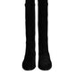 Dolce & Gabbana Black Suede Leather Knee High Boots Shoes