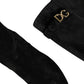 Dolce & Gabbana Black Suede Leather Knee High Boots Shoes