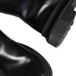 Dolce & Gabbana Black Leather Trekking Knee High Boots Shoes