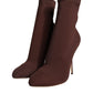 Dolce & Gabbana Brown Stiletto Heels Socks Ankle Boots Shoes