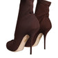 Dolce & Gabbana Brown Stiletto Heels Socks Ankle Boots Shoes