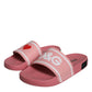 Dolce & Gabbana Pink Leather I Love D&G Sandals Slides Shoes