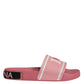 Dolce & Gabbana Pink Leather I Love D&G Sandals Slides Shoes