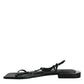 Dolce & Gabbana Black Leather Logo Ankle Strap Keira Sandals Shoes