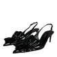 Dolce & Gabbana Black Patent Leather Heels Slingback Shoes