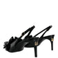 Dolce & Gabbana Black Patent Leather Heels Slingback Shoes