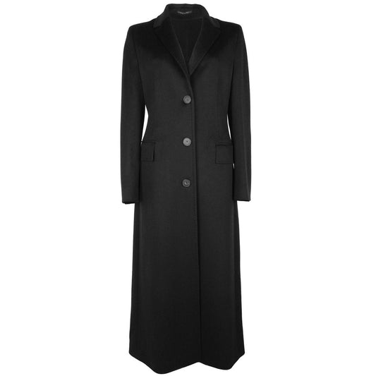 Made in Italy Black Wool Vergine Jackets & Coat