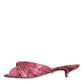 Dolce & Gabbana Pink Python Leather Kitten Heels Slides Shoes