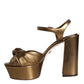 Dolce & Gabbana Gold Leather Platform Keira Sandals Shoes