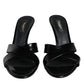 Dolce & Gabbana Black Leather Slides Keira Sandals Shoes