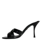 Dolce & Gabbana Black Leather Slides Keira Sandals Shoes