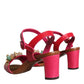 Dolce & Gabbana Fuchsia Leather Embellished Keira Sandals Shoes