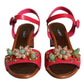 Dolce & Gabbana Fuchsia Leather Embellished Keira Sandals Shoes