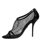 Dolce & Gabbana Black Mesh Leather Heels Keira Sandals Shoes