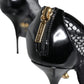 Dolce & Gabbana Black Mesh Leather Heels Keira Sandals Shoes