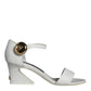 Dolce & Gabbana White Leather Heels Keira Sandals Shoes