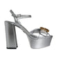 Dolce & Gabbana Silver Leather Platform Logo Keira Sandals Shoes