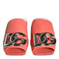 Dolce & Gabbana Pink Salmon Leather Flat Slides Sandals Shoes