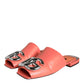 Dolce & Gabbana Pink Salmon Leather Flat Slides Sandals Shoes