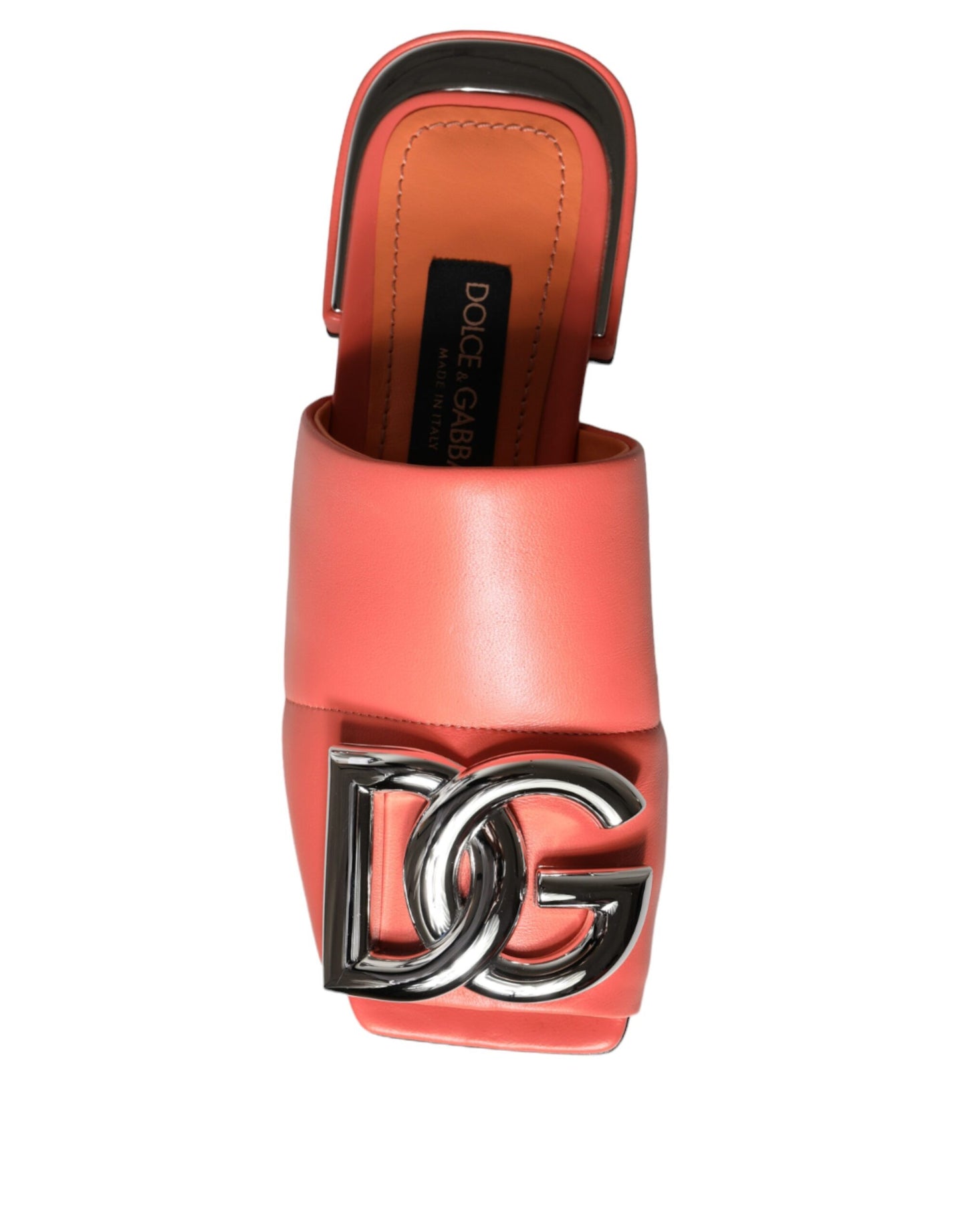 Dolce & Gabbana Pink Salmon Leather Flat Slides Sandals Shoes