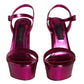 Dolce & Gabbana Fuchsia Leather Platform Logo Keira Sandals Shoes