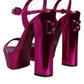 Dolce & Gabbana Fuchsia Leather Platform Logo Keira Sandals Shoes