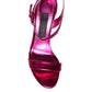 Dolce & Gabbana Fuchsia Leather Platform Logo Keira Sandals Shoes