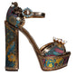 Dolce & Gabbana Fuchsia Jacquard Embellished Keira Sandals Shoes