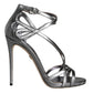 Dolce & Gabbana Silver Keira Leather Heels Sandals Shoes