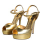 Dolce & Gabbana Gold Bette Leather Heels Sandals Shoes