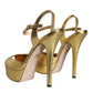 Dolce & Gabbana Gold Bette Leather Heels Sandals Shoes