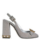 Dolce & Gabbana Silver Crystal Slingback Heels Sandals Shoes