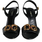 Dolce & Gabbana Black DG Amore Leather Keira Sandals Shoes