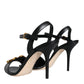 Dolce & Gabbana Black DG Amore Leather Keira Sandals Shoes