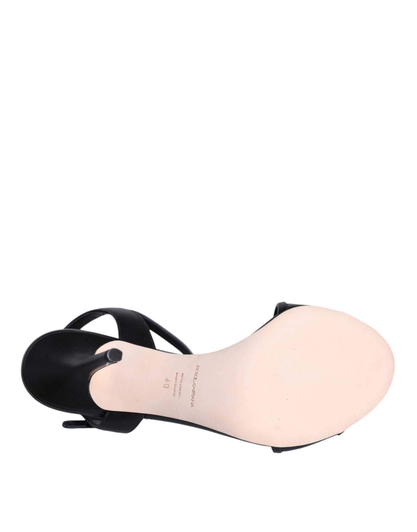 Dolce & Gabbana Black DG Amore Leather Keira Sandals Shoes