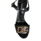 Dolce & Gabbana Black DG Amore Leather Keira Sandals Shoes