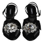 Dolce & Gabbana Black Crystal Ankle Strap Sandals Shoes