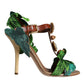 Dolce & Gabbana Emerald Embellished Leather Heels Sandals Shoes