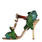 Dolce & Gabbana Emerald Embellished Leather Heels Sandals Shoes